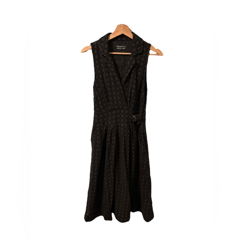 Anthropologie charcoal A-like collared wrap dress with pockets size us 4